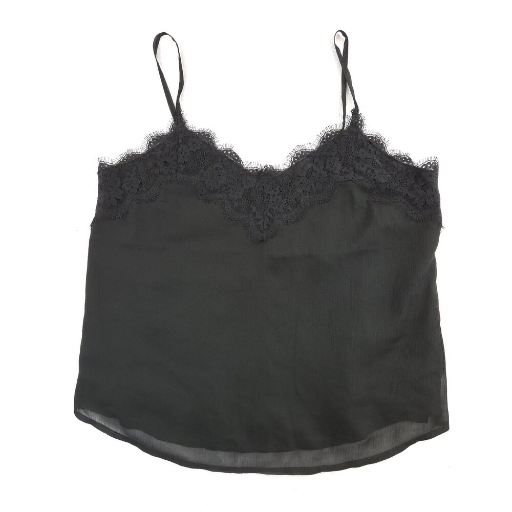 Abercrombie & Fitch Lace Trim Camisole Tank Top Black S Coquette Whimsigoth Y2K